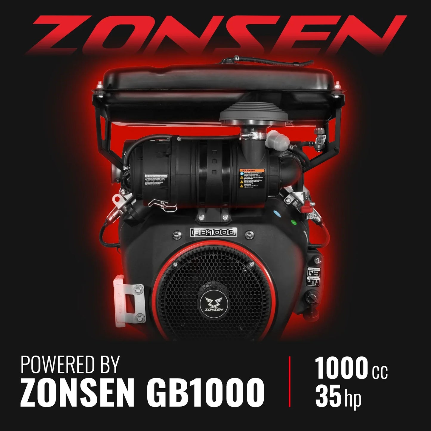 8 inch ZONSEN E-Start 1000cc 35hp Gas Powered 4 - Wheel Drum Wood Chipper with Taillight ,  B200