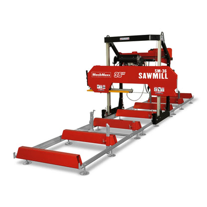 36" MAX Portable Sawmill,  25HP 688cc HONDA GX690 V-Twin Engine,  35" Board Width,  20' Track Length,  (10 Blades Included) SM36HMAX