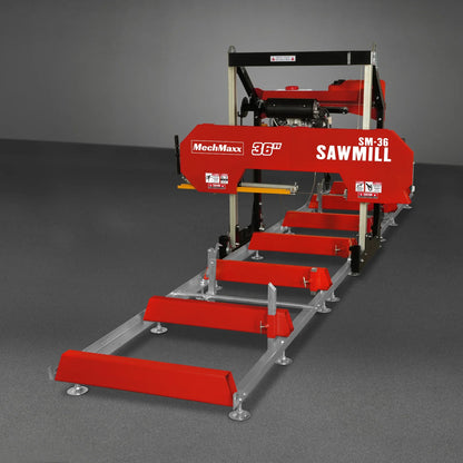 36" MAX Portable Sawmill,  25HP 688cc HONDA GX690 V-Twin Engine,  35" Board Width,  20' Track Length,  (10 Blades Included) SM36HMAX
