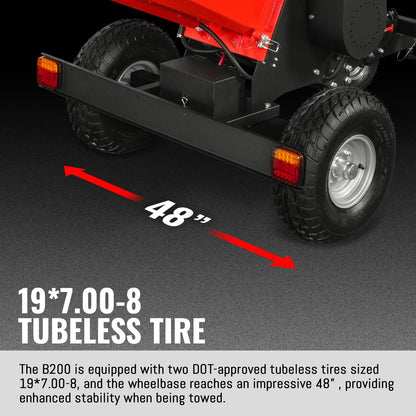 8 inch ZONSEN E-Start 1000cc 35hp Gas Powered 4 - Wheel Drum Wood Chipper with Taillight ,  B200